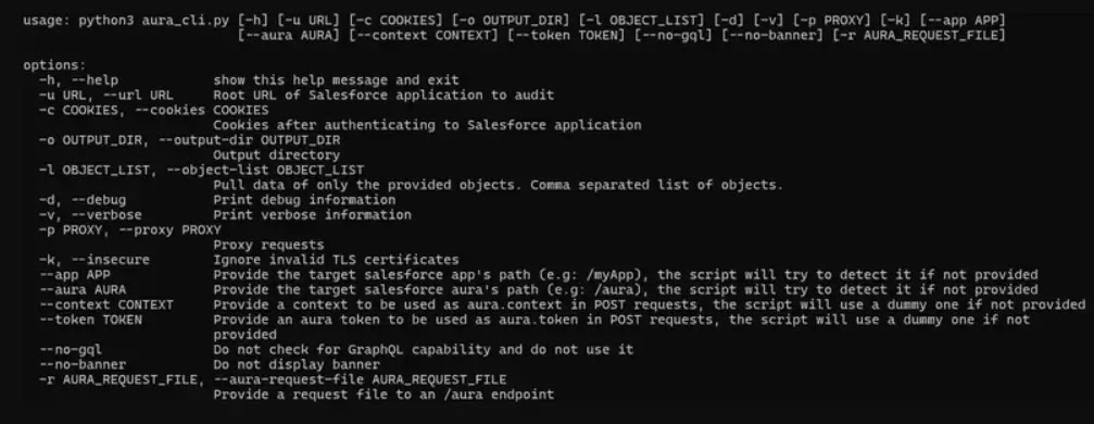 Μήνυμα βοήθειας του εργαλείου AuraInspector